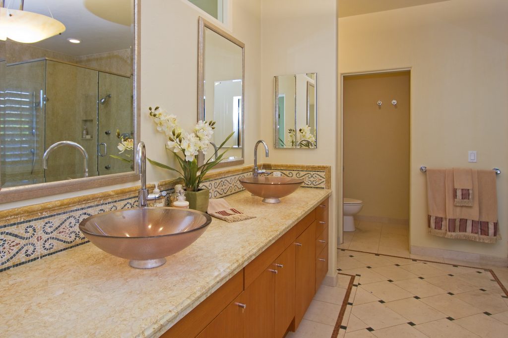 master bathroom, luxury sinks, custom designed, don nulty, village properties, santa barbara architecture,